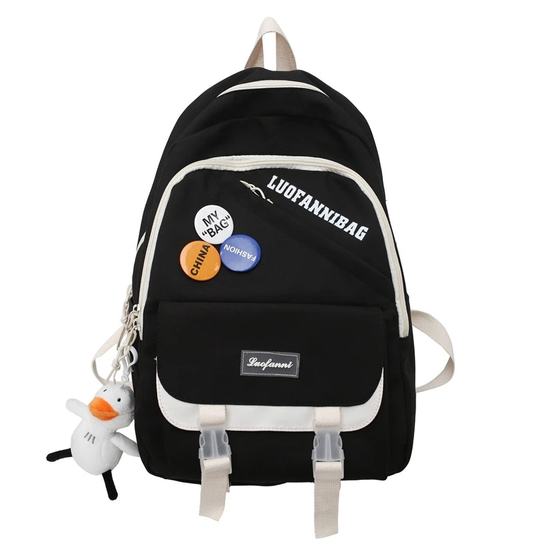 Trendy Kawaii Lady Laptop College Backpack Nylon Badge Travel Girl School Bag Fashion Women Student Backpack Female Cute New Bag