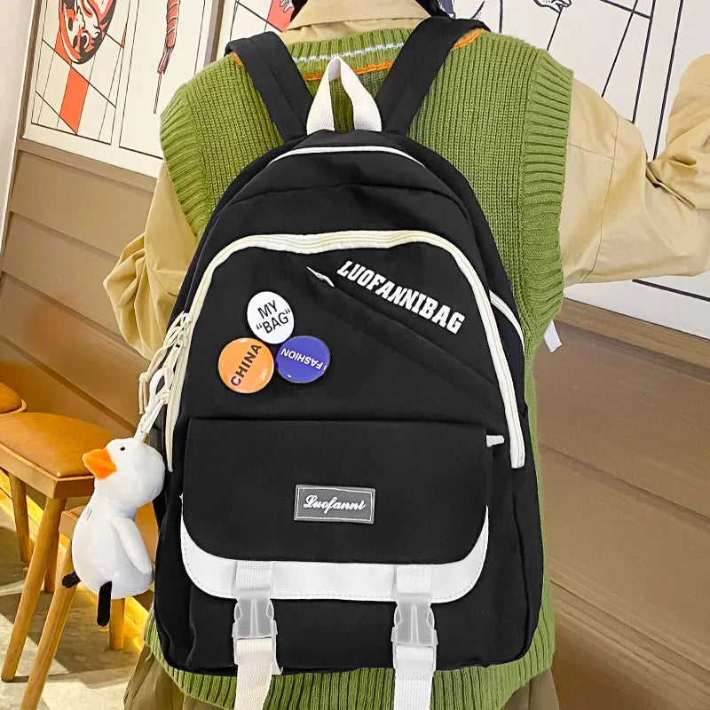 Trendy Kawaii Lady Laptop College Backpack Nylon Badge Travel Girl School Bag Fashion Women Student Backpack Female Cute New Bag