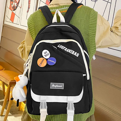 Trendy Kawaii Lady Laptop College Backpack Nylon Badge Travel Girl School Bag Fashion Women Student Backpack Female Cute New Bag