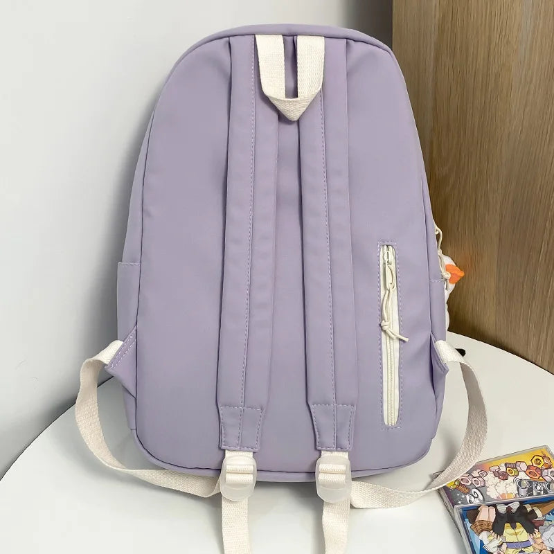 Trendy Kawaii Lady Laptop College Backpack Nylon Badge Travel Girl School Bag Fashion Women Student Backpack Female Cute New Bag