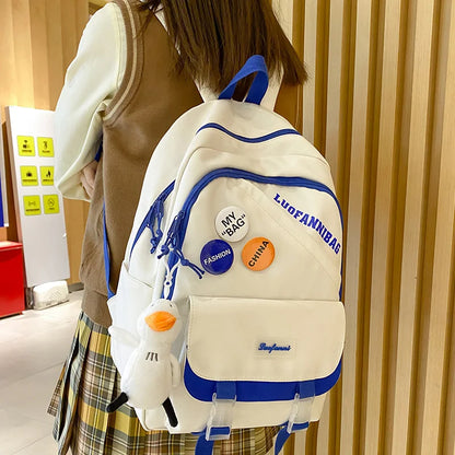 Trendy Kawaii Lady Laptop College Backpack Nylon Badge Travel Girl School Bag Fashion Women Student Backpack Female Cute New Bag