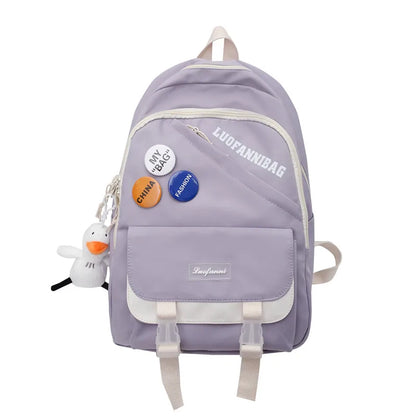 Trendy Kawaii Lady Laptop College Backpack Nylon Badge Travel Girl School Bag Fashion Women Student Backpack Female Cute New Bag