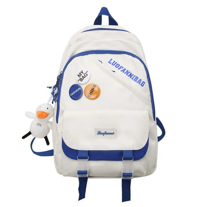 Trendy Kawaii Lady Laptop College Backpack Nylon Badge Travel Girl School Bag Fashion Women Student Backpack Female Cute New Bag