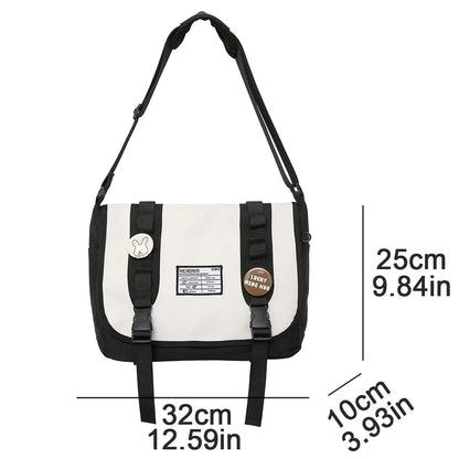 Trendy Ladies Khaki Badge Shoulder Bag Women Travel Nylon Handbag Female High Capacity Crossbody Bag Fashion Girl Messenger Teen