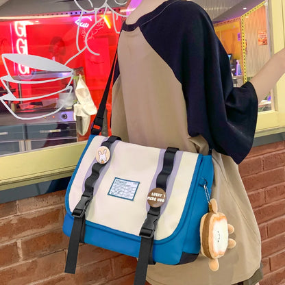 Trendy Ladies Khaki Badge Shoulder Bag Women Travel Nylon Handbag Female High Capacity Crossbody Bag Fashion Girl Messenger Teen