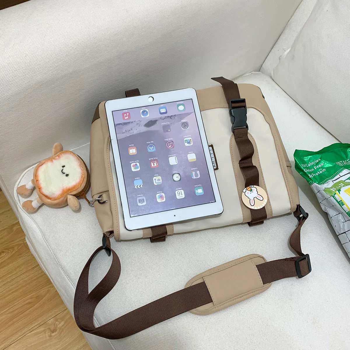 Trendy Ladies Khaki Badge Shoulder Bag Women Travel Nylon Handbag Female High Capacity Crossbody Bag Fashion Girl Messenger Teen