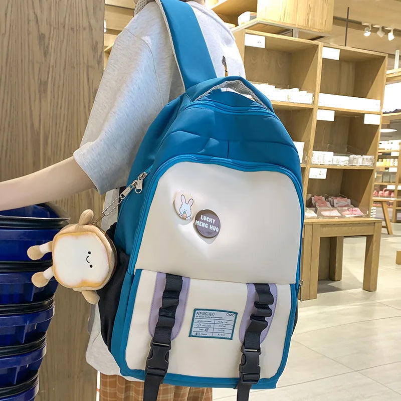 Trendy Lady Cute Coin Purse College Backpack Women Laptop Badge Kawaii School Bag Fashion Girl Travel Female Nylon Book Bag Cool