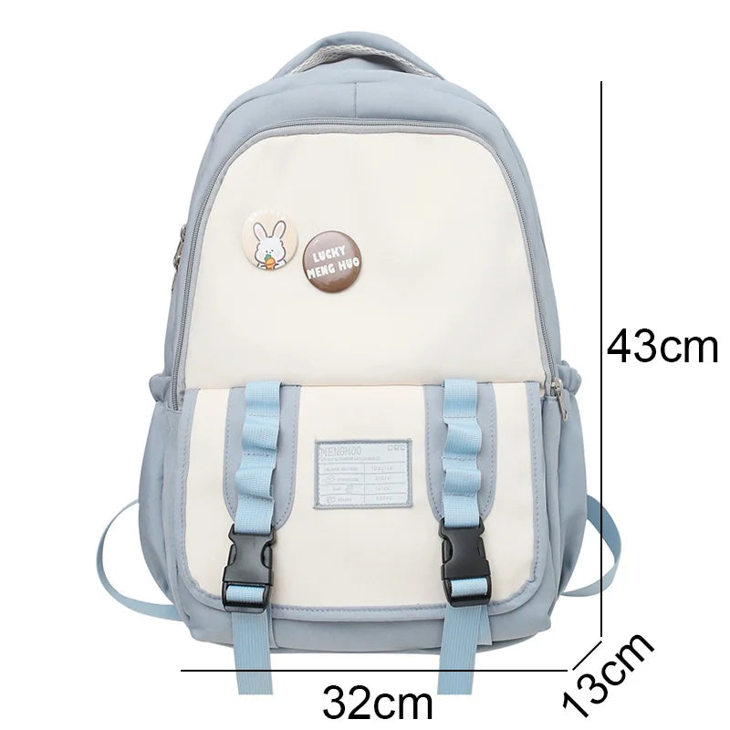 Trendy Lady Cute Coin Purse College Backpack Women Laptop Badge Kawaii School Bag Fashion Girl Travel Female Nylon Book Bag Cool