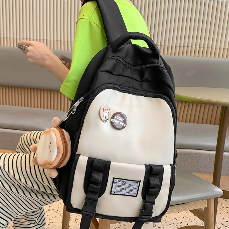 Trendy Lady Cute Coin Purse College Backpack Women Laptop Badge Kawaii School Bag Fashion Girl Travel Female Nylon Book Bag Cool