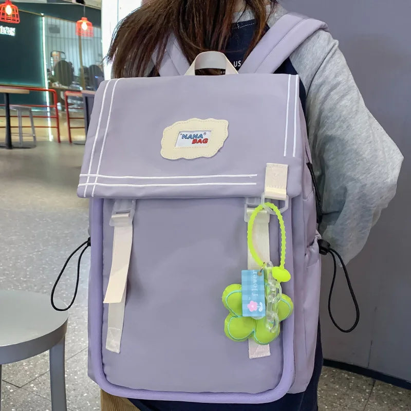 Trendy Lady Cute Pink Book Backpack Women Laptop School Bag Kawaii Fashion Girl Travel College Backpack Female Nylon Student Bag