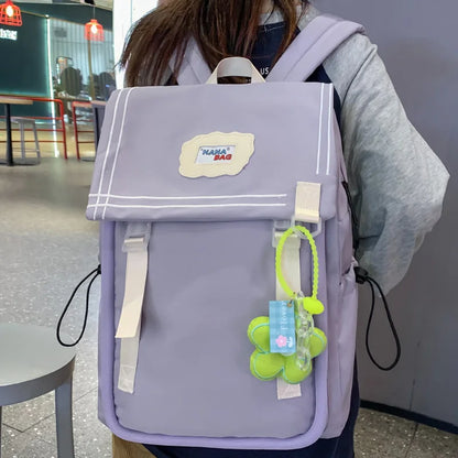 Trendy Lady Cute Pink Book Backpack Women Laptop School Bag Kawaii Fashion Girl Travel College Backpack Female Nylon Student Bag