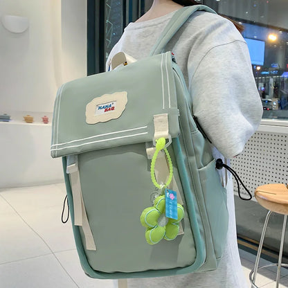 Trendy Lady Cute Pink Book Backpack Women Laptop School Bag Kawaii Fashion Girl Travel College Backpack Female Nylon Student Bag