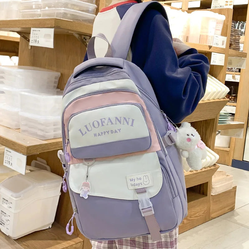 Trendy Lady Kawaii Harajuku Waterproof College Backpack Fashion Women SchoolBag Cute Girl Travel Book Backpack Female Laptop Bag