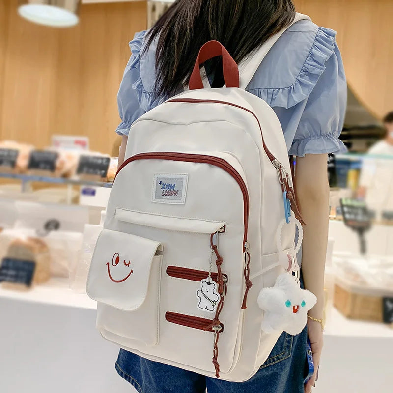 Trendy Lady Waterproof Kawaii Nylon Book Bag Female Laptop College Backpack Girl Cute School Bags Fashion Women Backpack Student