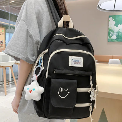 Trendy Lady Waterproof Kawaii Nylon Book Bag Female Laptop College Backpack Girl Cute School Bags Fashion Women Backpack Student