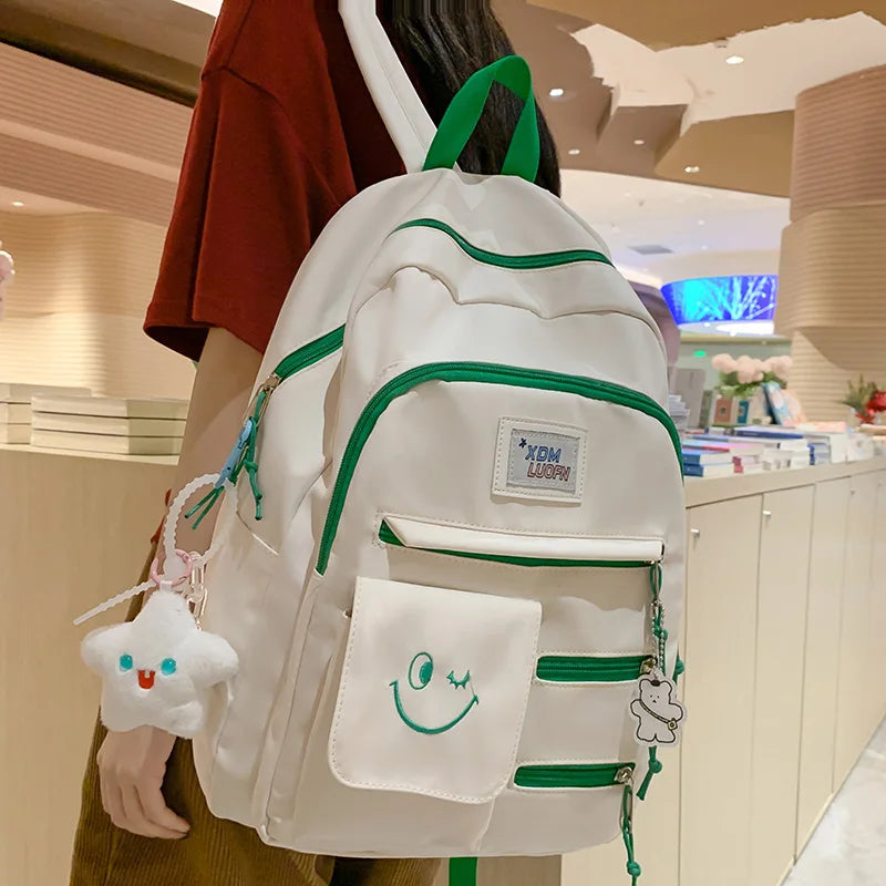 Trendy Lady Waterproof Kawaii Nylon Book Bag Female Laptop College Backpack Girl Cute School Bags Fashion Women Backpack Student