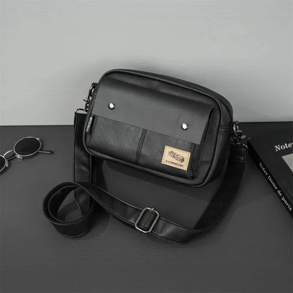 Trendy Leather Men Messenger Fashion Shoulder Crossbody s Casual Handbag Outdoor Small Male Square Bag
