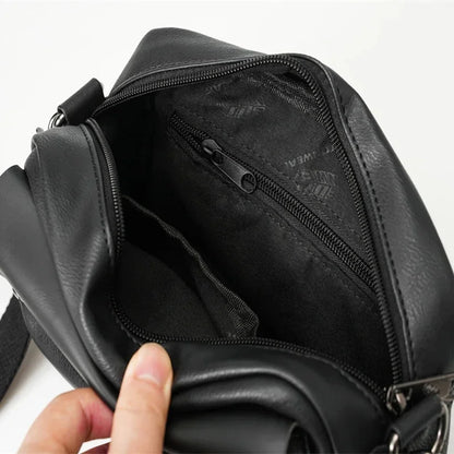 Trendy Leather Men Messenger Fashion Shoulder Crossbody s Casual Handbag Outdoor Small Male Square Bag