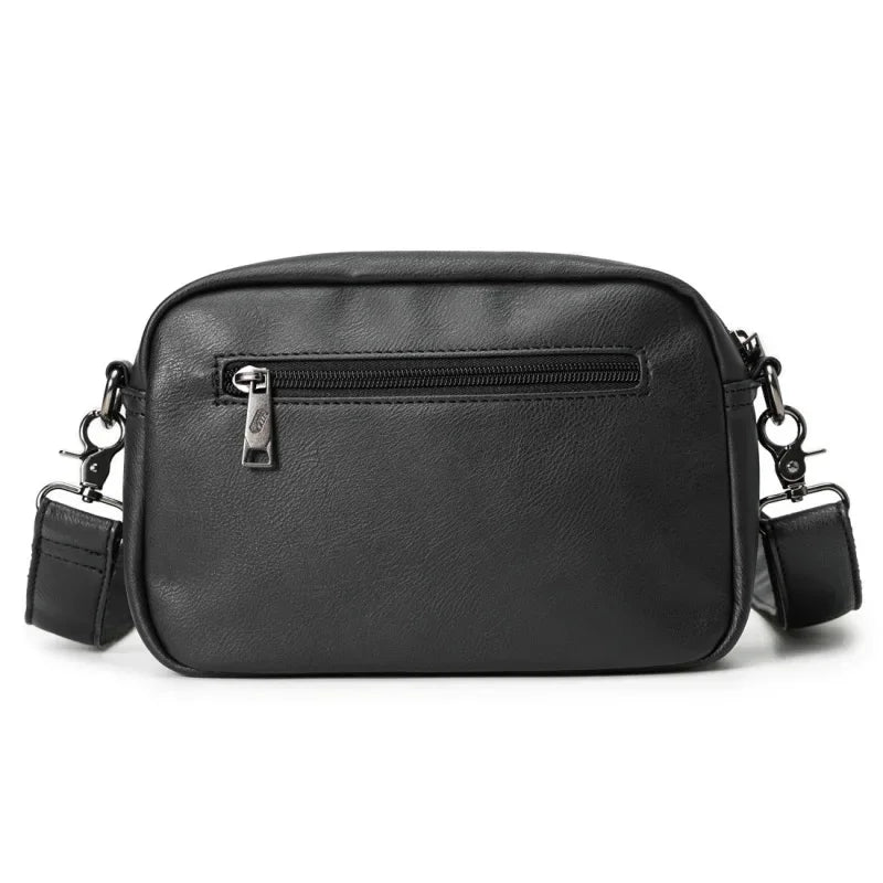 Trendy Leather Men Messenger Fashion Shoulder Crossbody s Casual Handbag Outdoor Small Male Square Bag