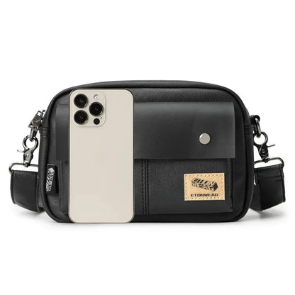 Trendy Leather Men Messenger Fashion Shoulder Crossbody s Casual Handbag Outdoor Small Male Square Bag