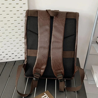 Trendy Leather Men's Korean Style Travel Backpack High Quality Male Laptop Bag Fashion Student School Bags