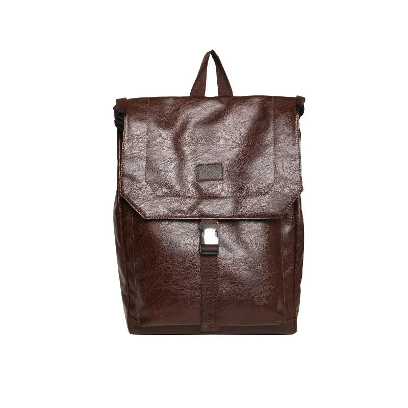 Trendy Leather Men's Korean Style Travel Backpack High Quality Male Laptop Bag Fashion Student School Bags
