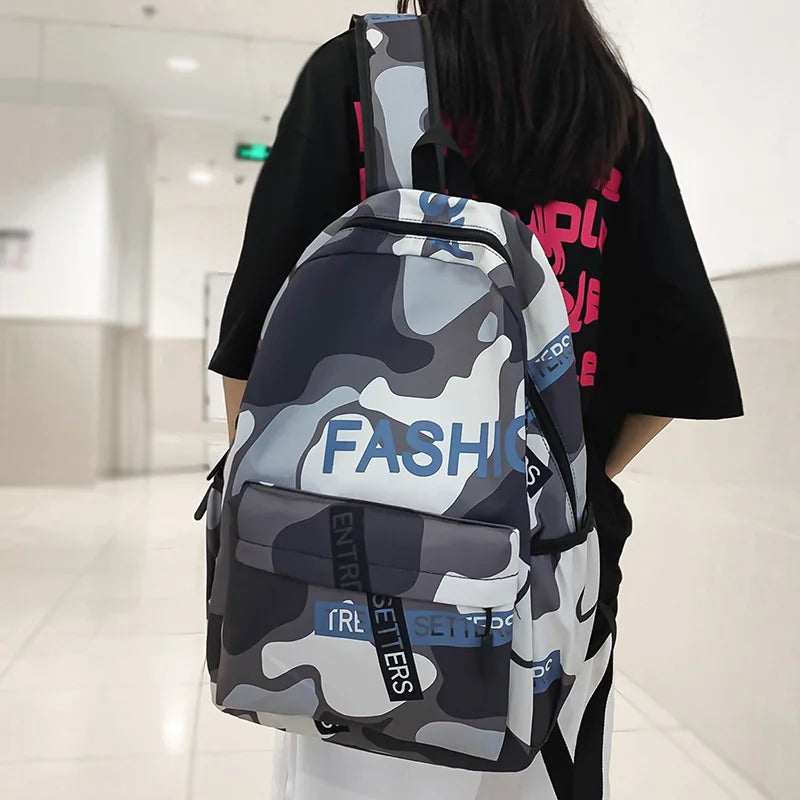 Trendy Male Women Camouflage College Backpack Fashion Boy Girl Nylon School Bag Lady Men Laptop Travel Backpack Female Book Bags