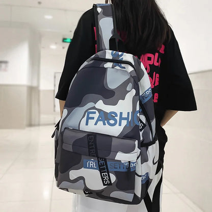 Trendy Male Women Camouflage College Backpack Fashion Boy Girl Nylon School Bag Lady Men Laptop Travel Backpack Female Book Bags