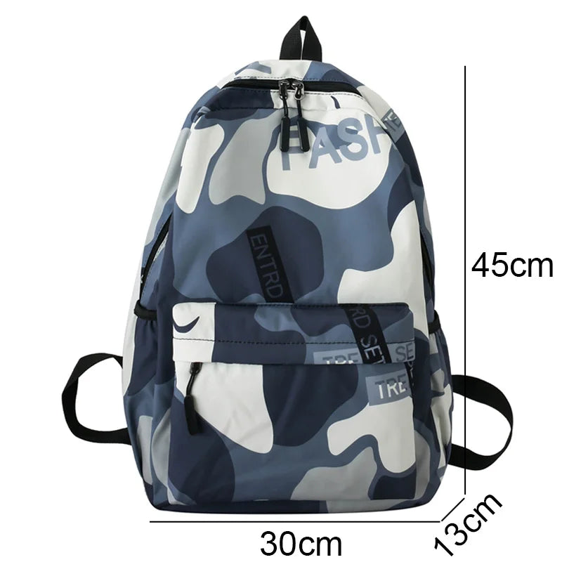 Trendy Male Women Camouflage College Backpack Fashion Boy Girl Nylon School Bag Lady Men Laptop Travel Backpack Female Book Bags