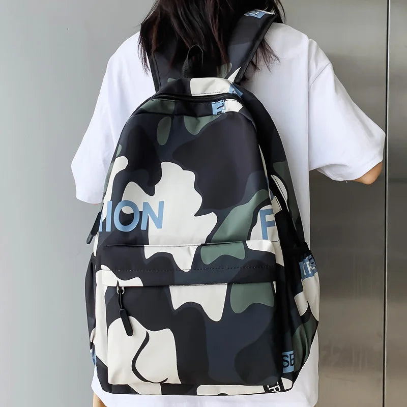 Trendy Male Women Camouflage College Backpack Fashion Boy Girl Nylon School Bag Lady Men Laptop Travel Backpack Female Book Bags
