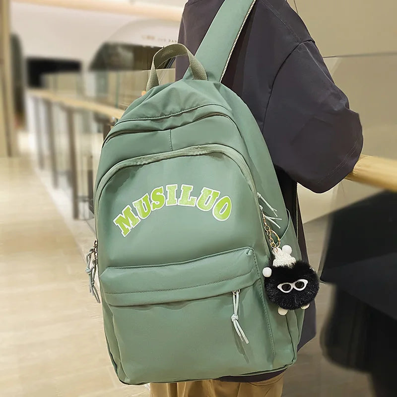 Trendy Men Women Green Leisure Book Bag Male Student Nylon Girl Boy Travel School Bag Cool Lady Laptop College Backpacks Fashion