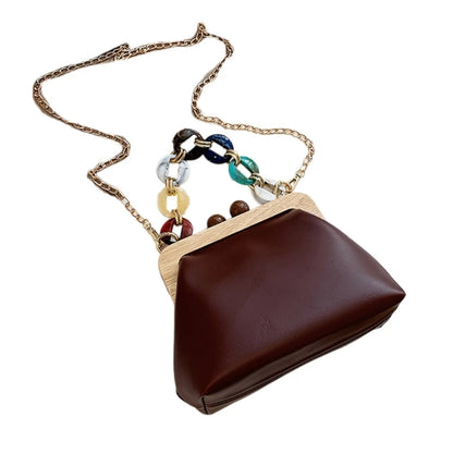 Trendy Mini Chain Crossbody Purse Fashionable Women Clip Clutch Bag Lightweight