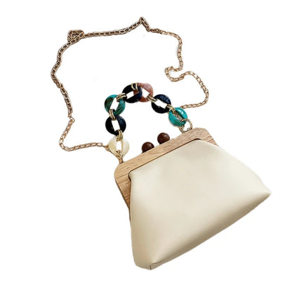 Trendy Mini Chain Crossbody Purse Fashionable Women Clip Clutch Bag Lightweight
