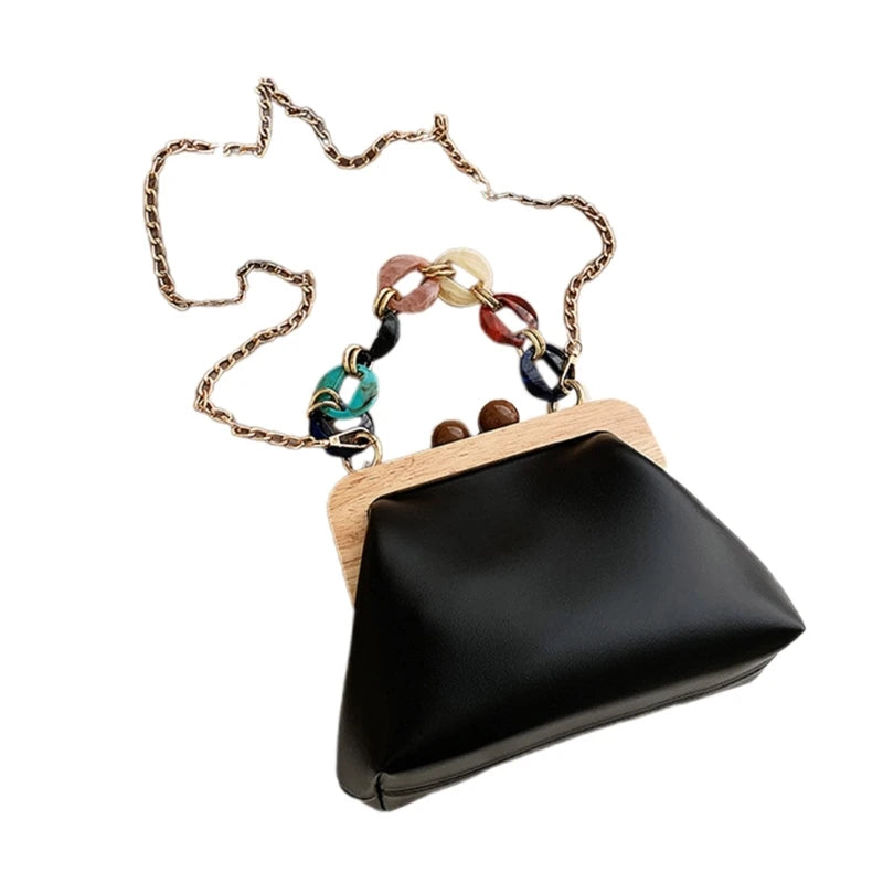 Trendy Mini Chain Crossbody Purse Fashionable Women Clip Clutch Bag Lightweight