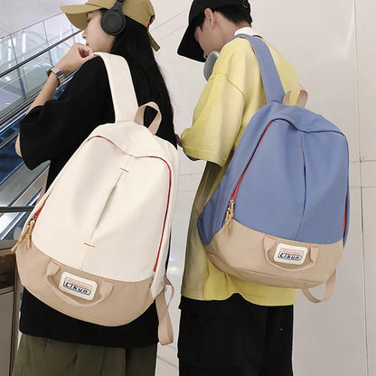 Trendy Patchwork Color Female Backpack Unisex Laptop College Student Rucksack Fashion Nylon School Bag For Teenage Girls Boys