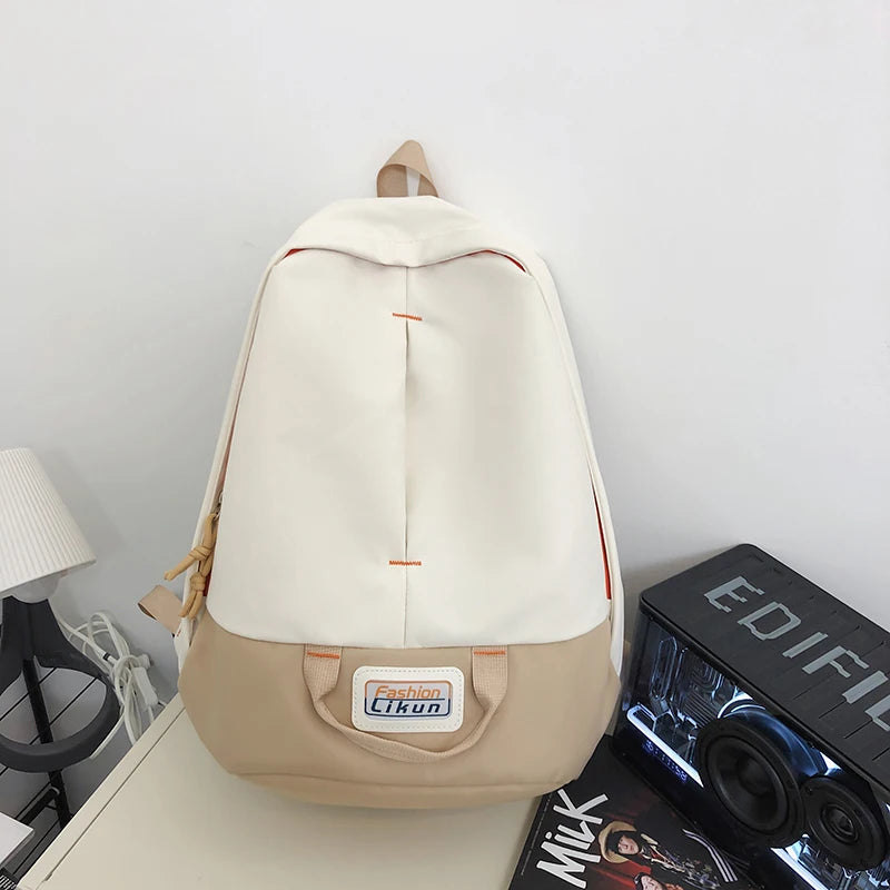 Trendy Patchwork Color Female Backpack Unisex Laptop College Student Rucksack Fashion Nylon School Bag For Teenage Girls Boys