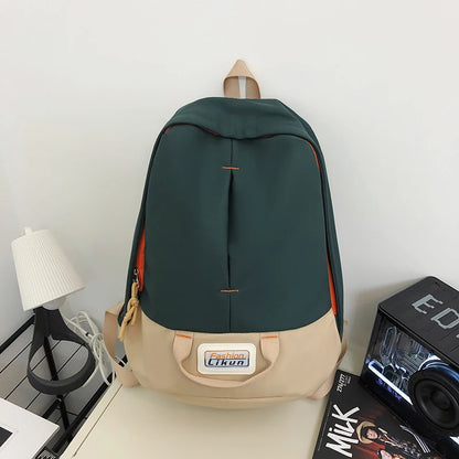 Trendy Patchwork Color Female Backpack Unisex Laptop College Student Rucksack Fashion Nylon School Bag For Teenage Girls Boys
