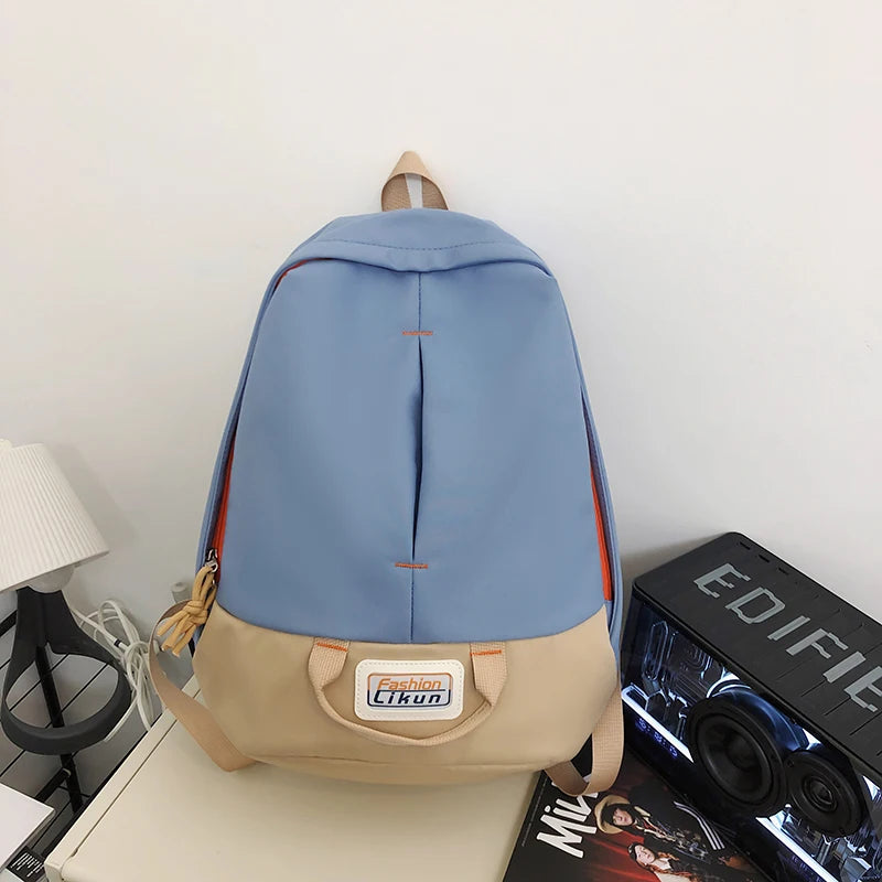 Trendy Patchwork Color Female Backpack Unisex Laptop College Student Rucksack Fashion Nylon School Bag For Teenage Girls Boys