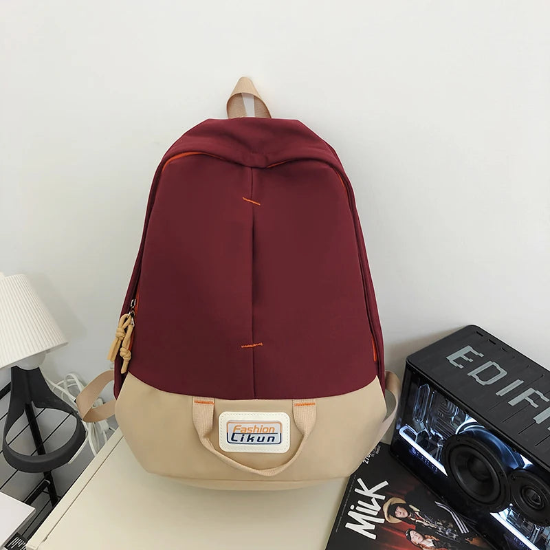 Trendy Patchwork Color Female Backpack Unisex Laptop College Student Rucksack Fashion Nylon School Bag For Teenage Girls Boys