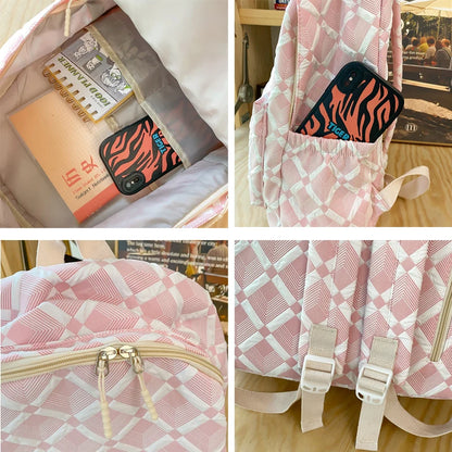 Trendy Plaid Girl Fashion Travel School Bag Kawaii Waterproof Lady Backpack Women Laptop Book Bag Female College Backpack