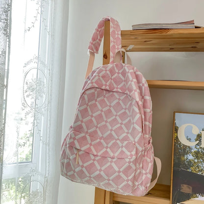 Trendy Plaid Girl Fashion Travel School Bag Kawaii Waterproof Lady Backpack Women Laptop Book Bag Female College Backpack