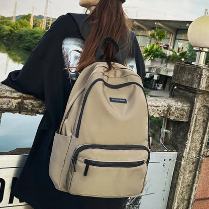 Trendy Solid Color Girl Fashion Travel School Bag Simple Waterproof Lady Backpack Women Laptop Book Bag Female College Backpack