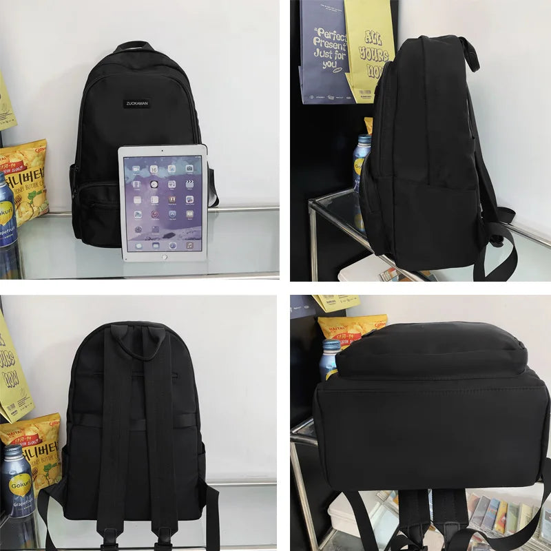 Trendy Solid Color Girl Fashion Travel School Bag Simple Waterproof Lady Backpack Women Laptop Book Bag Female College Backpack