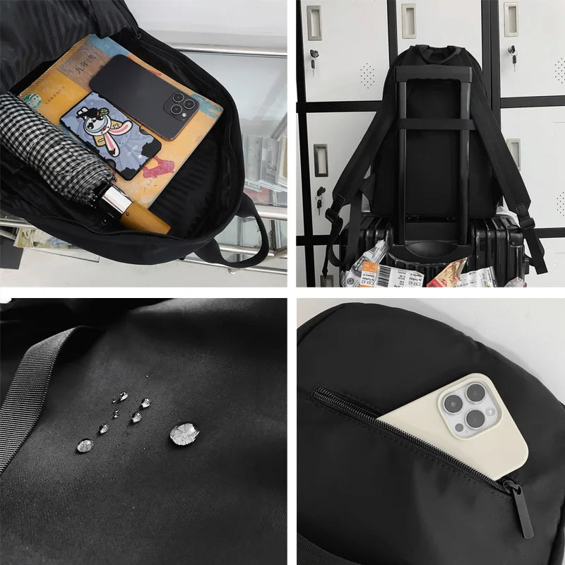 Trendy Solid Color Girl Fashion Travel School Bag Simple Waterproof Lady Backpack Women Laptop Book Bag Female College Backpack