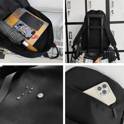 Trendy Solid Color Girl Fashion Travel School Bag Simple Waterproof Lady Backpack Women Laptop Book Bag Female College Backpack