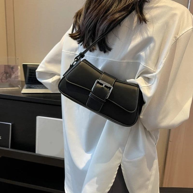 Trendy Underarm Shoulder Bag with Adjustable Strap Fashionable Solid Color Crossbody Bag for Women
