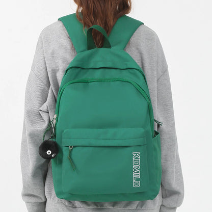 Trendy Women Cute Green Nylon School Bag Girl Travel Book Backpack Fashion Lady Leisure Bag Female Solid College Backpack Laptop