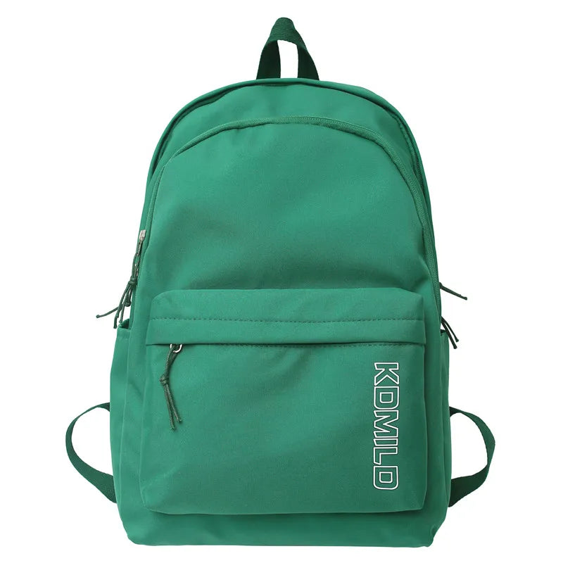 Trendy Women Cute Green Nylon School Bag Girl Travel Book Backpack Fashion Lady Leisure Bag Female Solid College Backpack Laptop