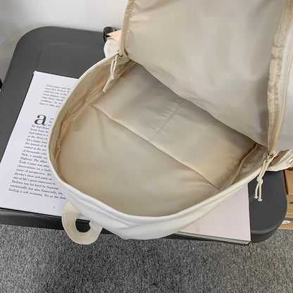 Trendy Women Cute Green Nylon School Bag Girl Travel Book Backpack Fashion Lady Leisure Bag Female Solid College Backpack Laptop
