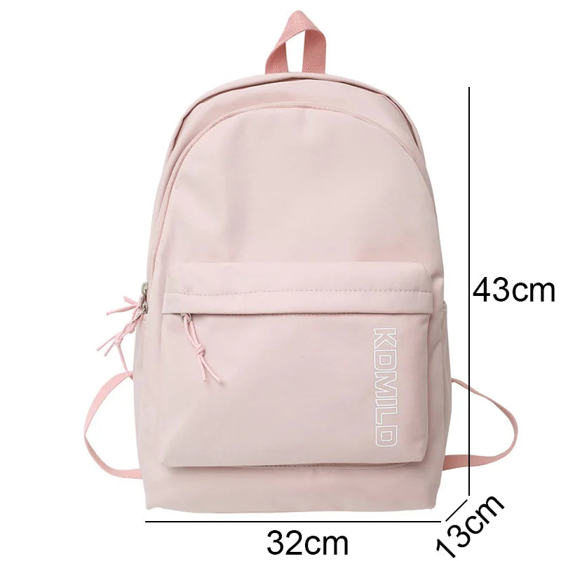 Trendy Women Cute Green Nylon School Bag Girl Travel Book Backpack Fashion Lady Leisure Bag Female Solid College Backpack Laptop